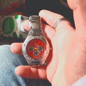 Red fossil watch